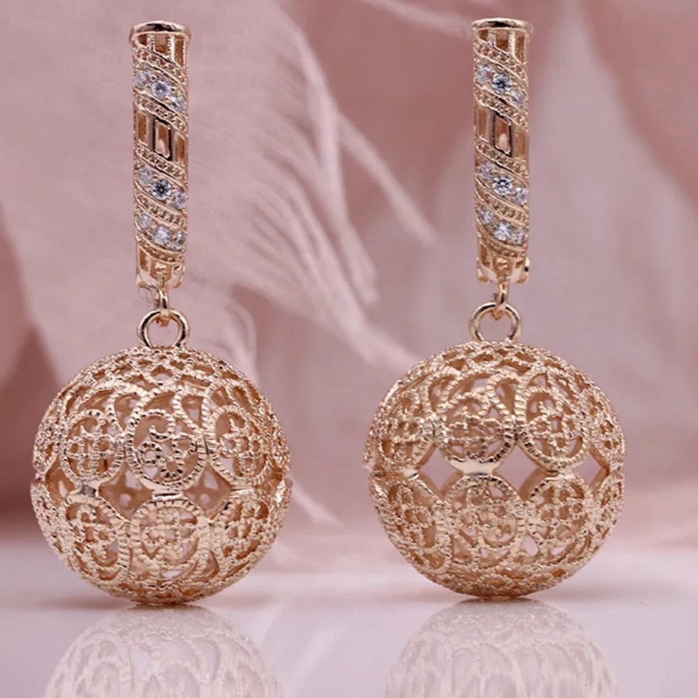 🌟 Big Gold Plated Earrings CZ